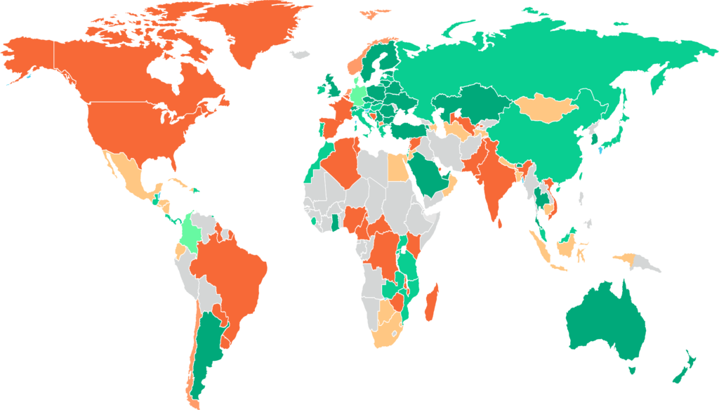 Mapa que muestra los países del mundo que ya ofrecen o planean ofrecer Ciencias de la Computación desde preescolar hasta 12º grado.